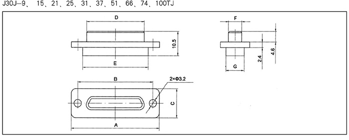J30J series rectangular electrical connector