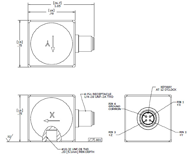 Tri-axial IEPE accelerometer Model 3310A
