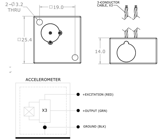 Piezoelectric accelerometer voltage type IEPE-3325B